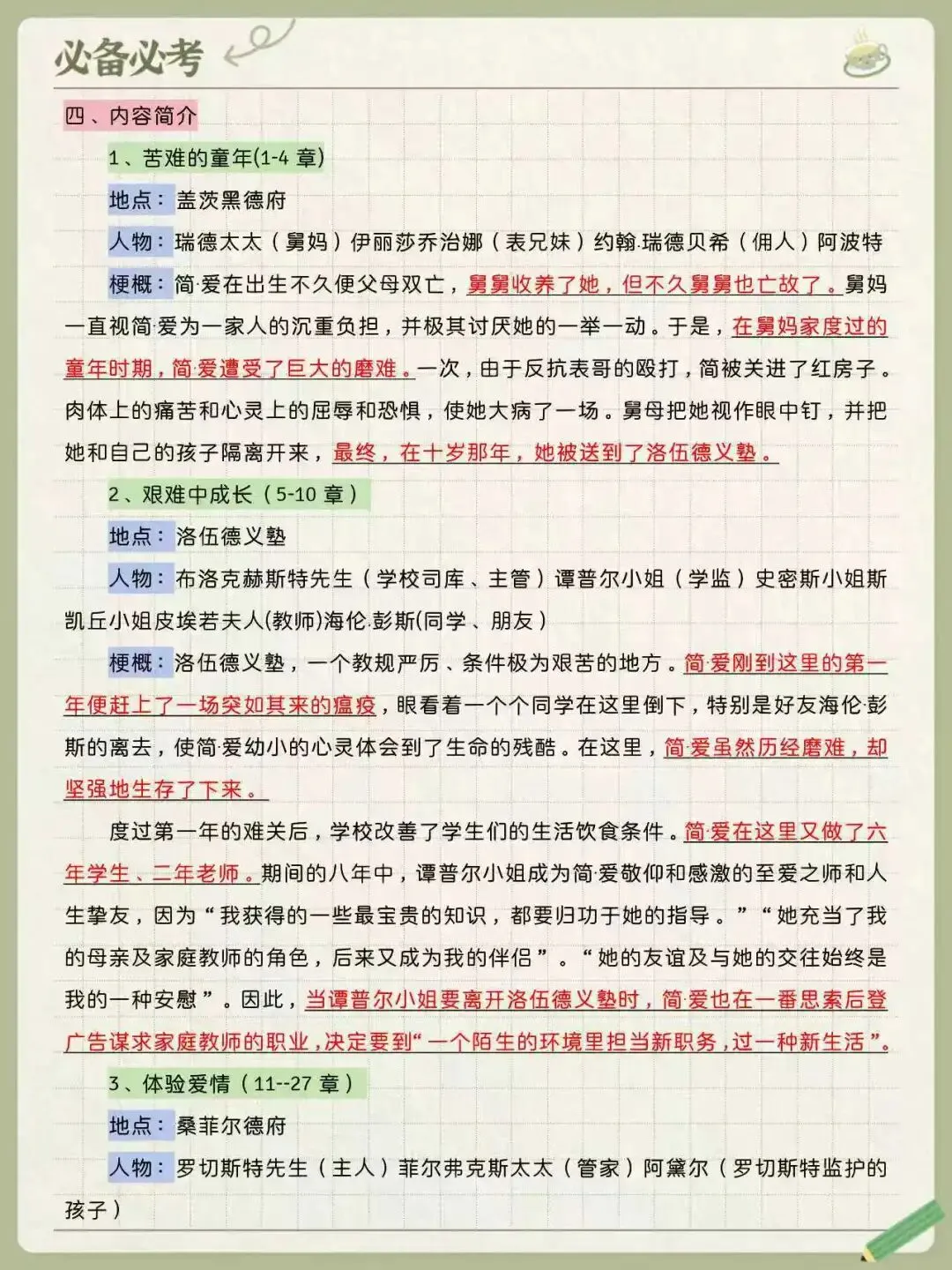 初三必考名著《简爱》核心考点梳理-第2张图片-四季读书网