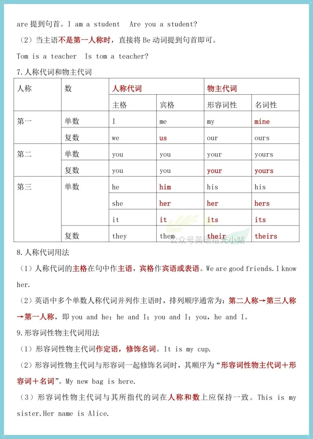 初一英语|2026人教版七上英语全册重点语法汇总+语法每日练习题含答案!-第3张图片-四季读书网