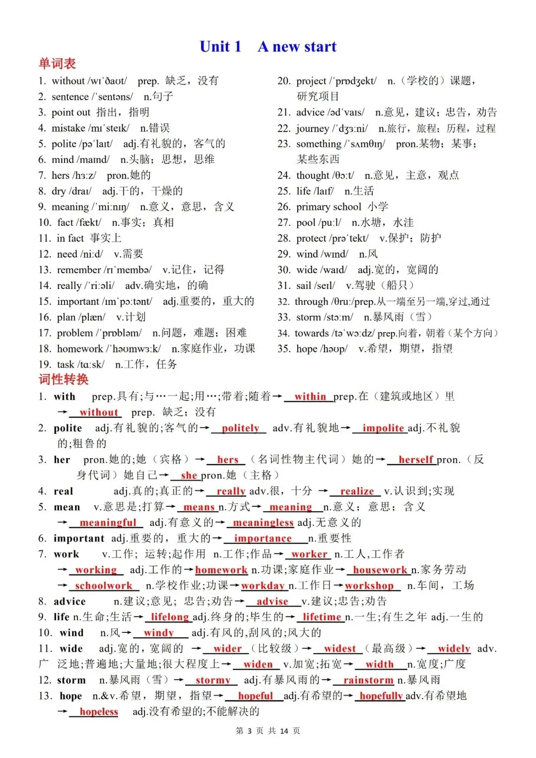 初一英语丨外研版英语七上单词表、词性转换、短语(背诵版+空白版)-第3张图片-四季读书网 初一英语丨外研版英语七上单词表、词性转换、短语(背诵版+空白版)-第3张图片-四季读书网