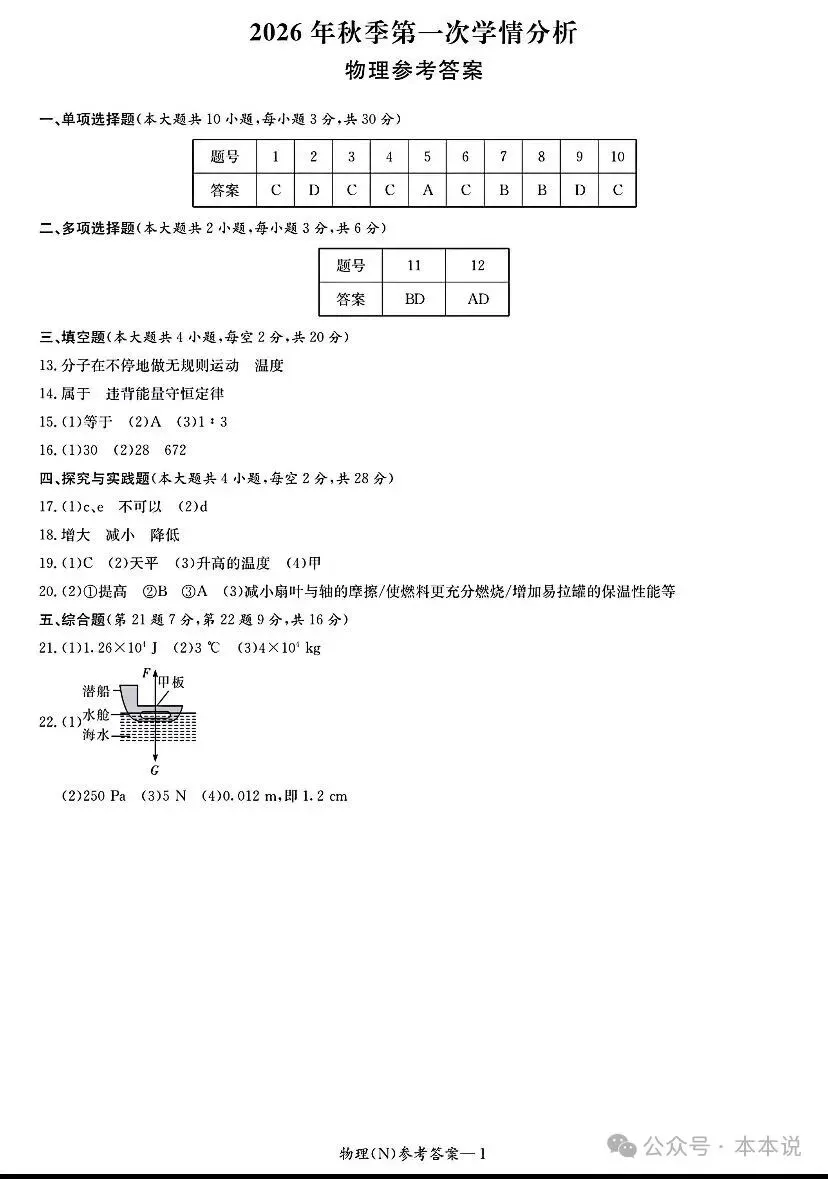 七科全!长郡2026年初三第一次月考真题及答案-第25张图片-四季读书网 七科全!长郡2026年初三第一次月考真题及答案-第25张图片-四季读书网