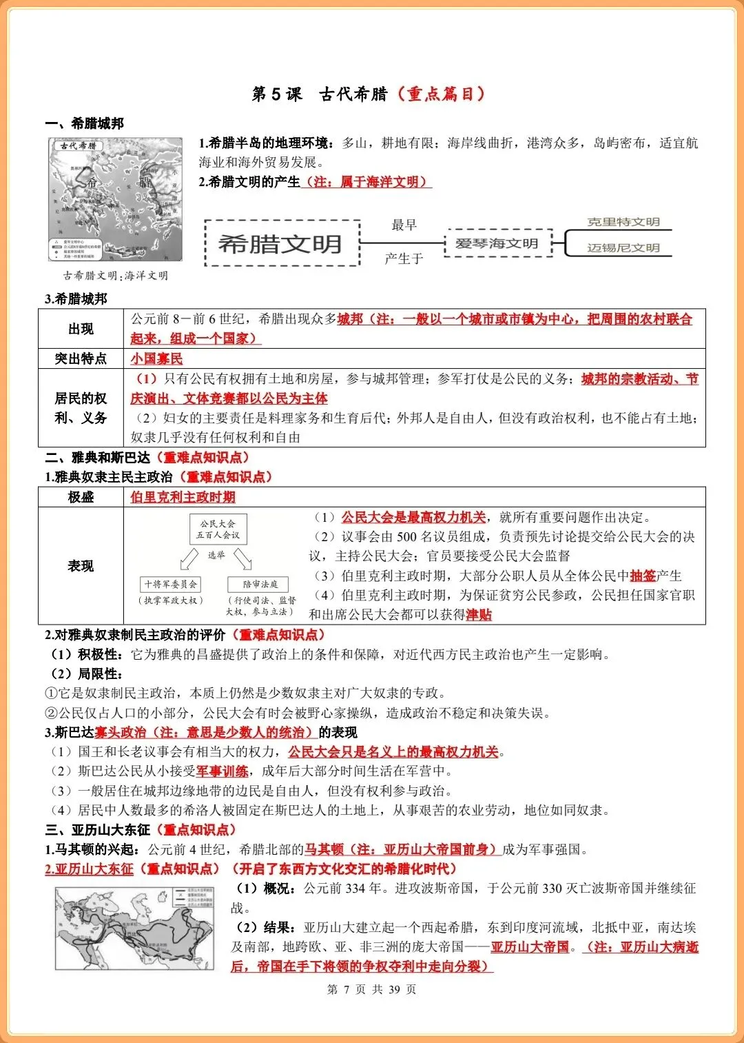 【初三新版】2026秋九年级上册历史全册核心重点知识点总结+思维导图+知识框架(标注重点知识)!-第7张图片-四季读书网