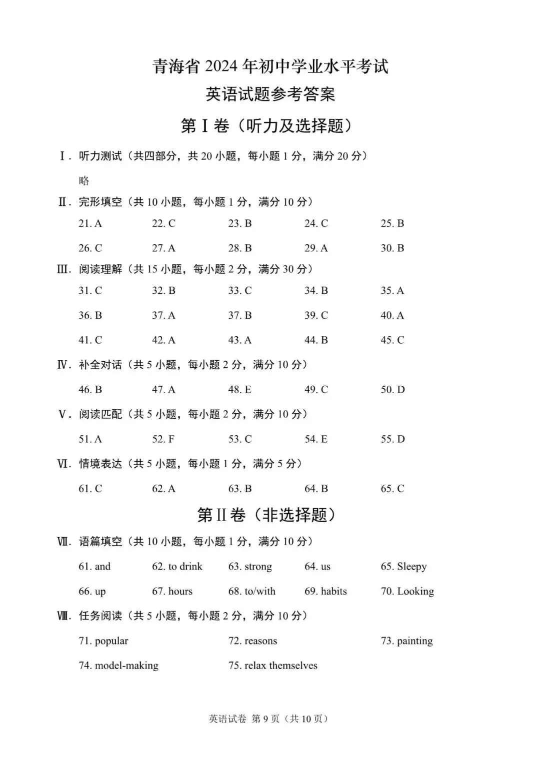 2025年青海省中考英语试题含答案-第9张图片-四季读书网