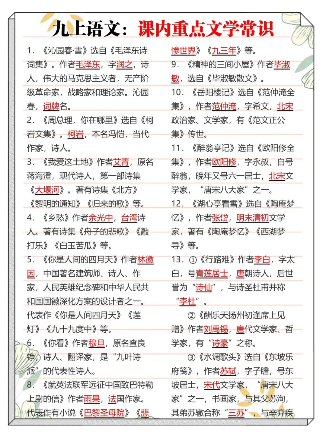 2026新初三【九上全科】全册必背考点核心知识点汇总(高清版可打印)-第8张图片-四季读书网 2026新初三【九上全科】全册必背考点核心知识点汇总(高清版可打印)-第8张图片-四季读书网