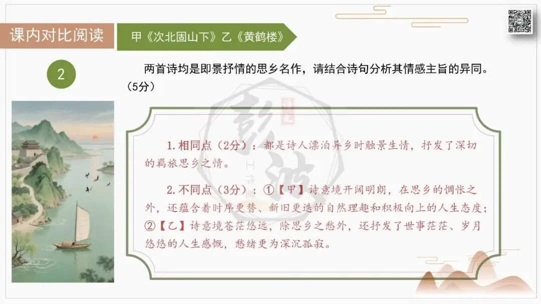 【中考古诗词复习-课件】02-情感分类-2羁旅思乡・怀人念远+对比阅读(3元)-第24张图片-四季读书网 【中考古诗词复习-课件】02-情感分类-2羁旅思乡・怀人念远+对比阅读(3元)-第24张图片-四季读书网
