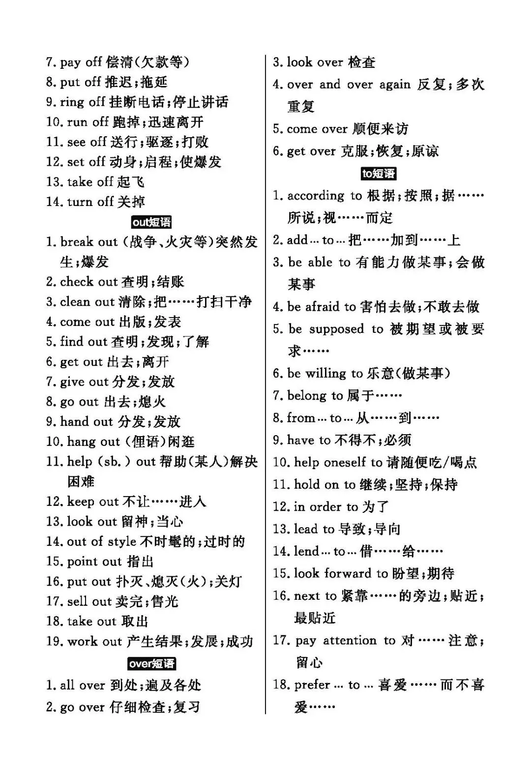 中考英语短语及固定用法-第4张图片-四季读书网
