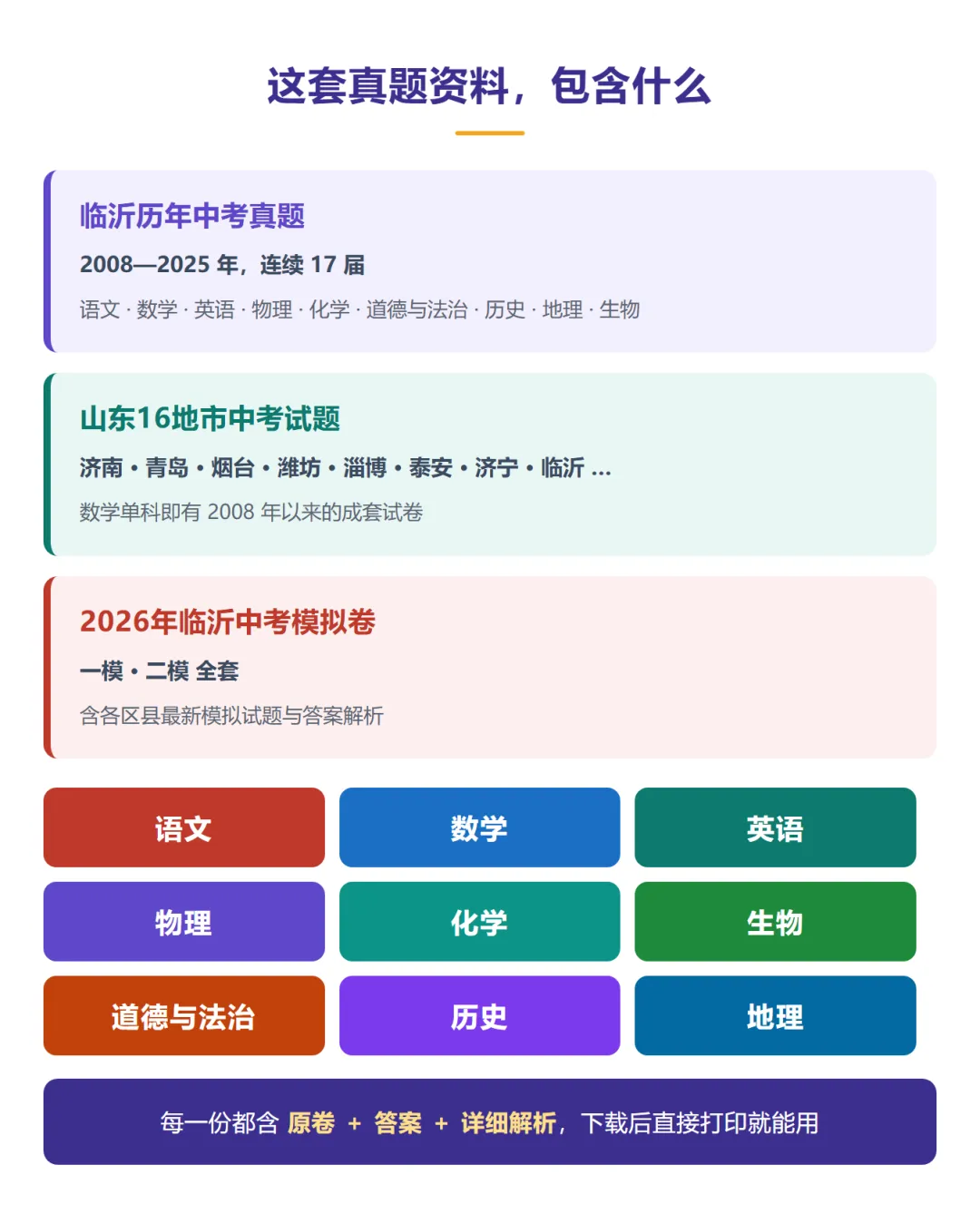 2026临沂中考真题都在这了!9科近17年,全免费,建议收藏-第4张图片-四季读书网