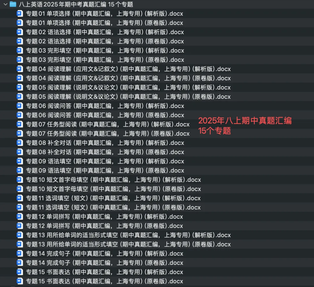 【期中真题汇编】上海八上 unit1-3语法填空&语法选择 新题型专练-第2张图片-四季读书网