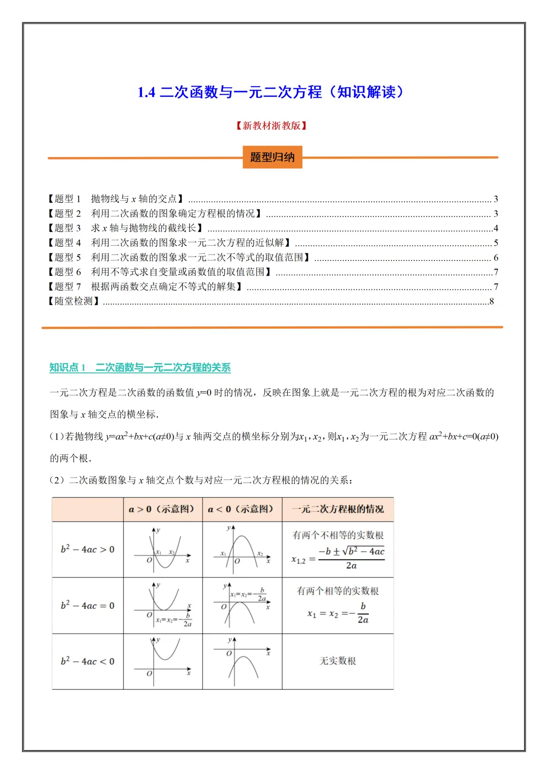 2026新初三【九上数学】二次函数与一元二次方程必背考点知识汇总(高清版可打印)-第5张图片-四季读书网 2026新初三【九上数学】二次函数与一元二次方程必背考点知识汇总(高清版可打印)-第5张图片-四季读书网
