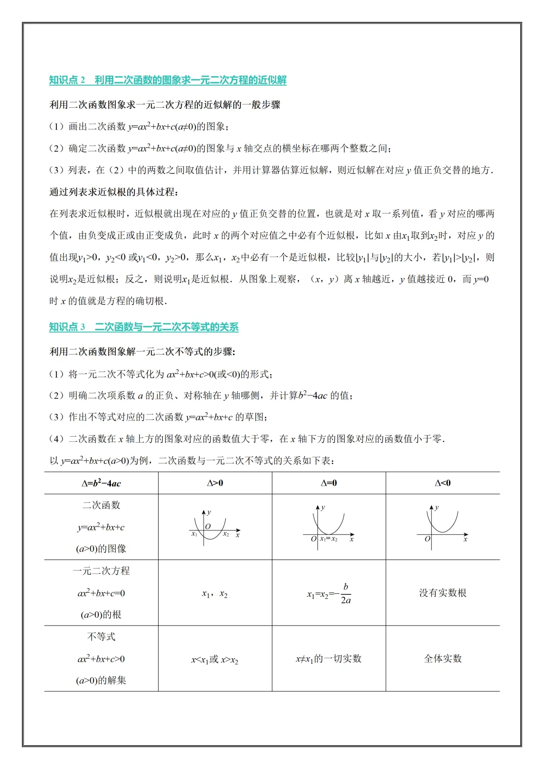 2026新初三【九上数学】二次函数与一元二次方程必背考点知识汇总(高清版可打印)-第6张图片-四季读书网 2026新初三【九上数学】二次函数与一元二次方程必背考点知识汇总(高清版可打印)-第6张图片-四季读书网