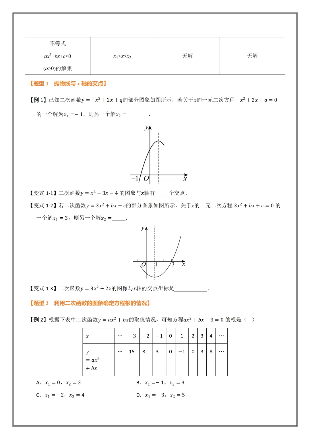 2026新初三【九上数学】二次函数与一元二次方程必背考点知识汇总(高清版可打印)-第7张图片-四季读书网 2026新初三【九上数学】二次函数与一元二次方程必背考点知识汇总(高清版可打印)-第7张图片-四季读书网