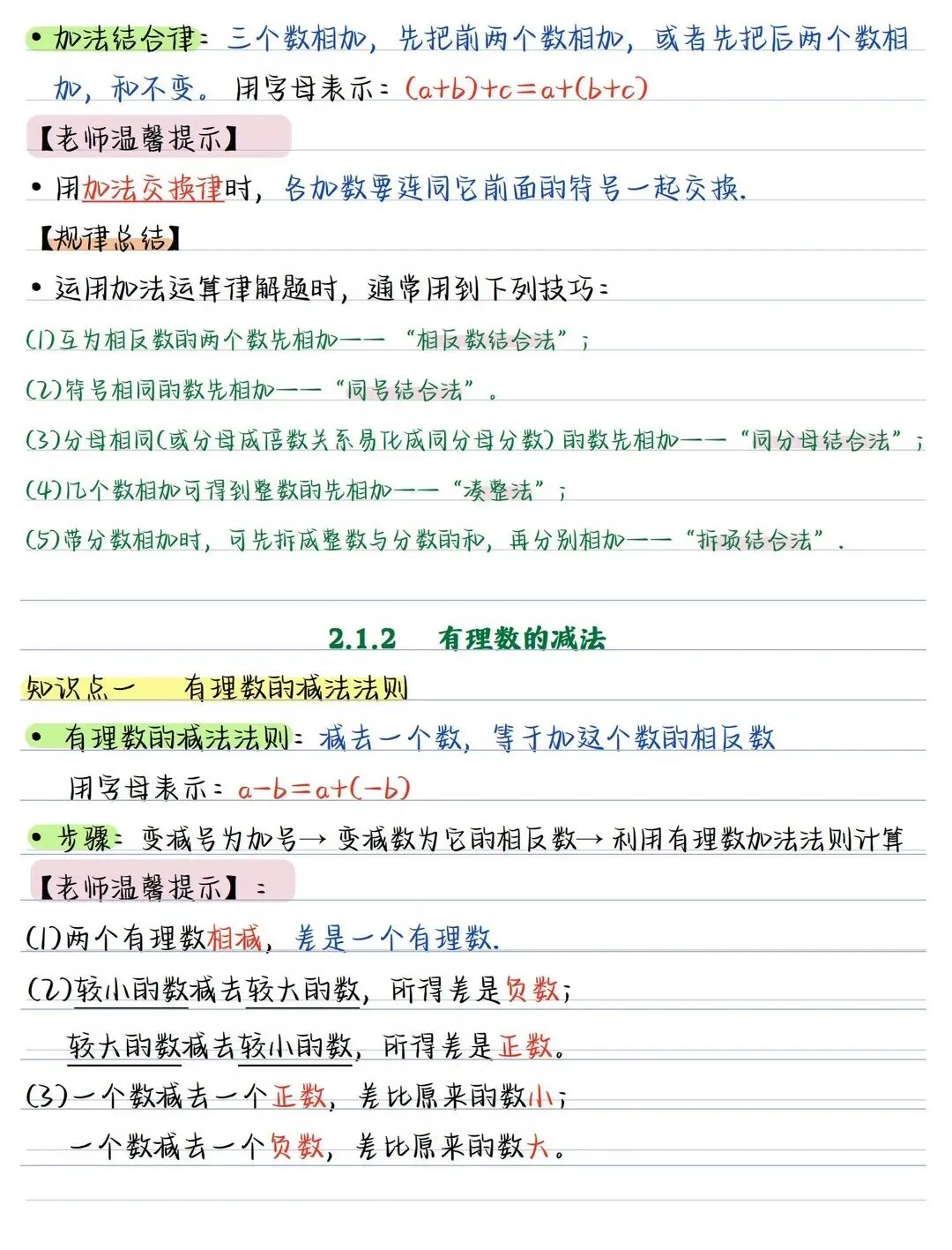 初一 2026 人教版七年级上册数学手写笔记知识必背梳理汇总,电子版可打印!-第4张图片-四季读书网 初一 2026 人教版七年级上册数学手写笔记知识必背梳理汇总,电子版可打印!-第4张图片-四季读书网