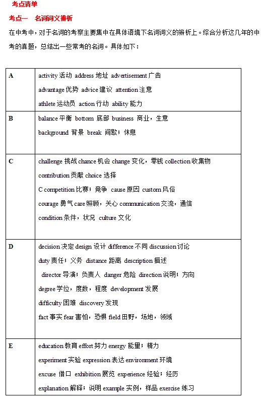 中考英语语法知识清单-第3张图片-四季读书网 中考英语语法知识清单-第3张图片-四季读书网