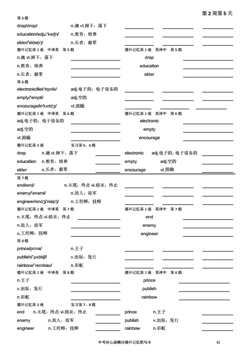 中考核心高频词793词循环记忆默写第一周第12天-第6张图片-四季读书网 中考核心高频词793词循环记忆默写第一周第12天-第6张图片-四季读书网