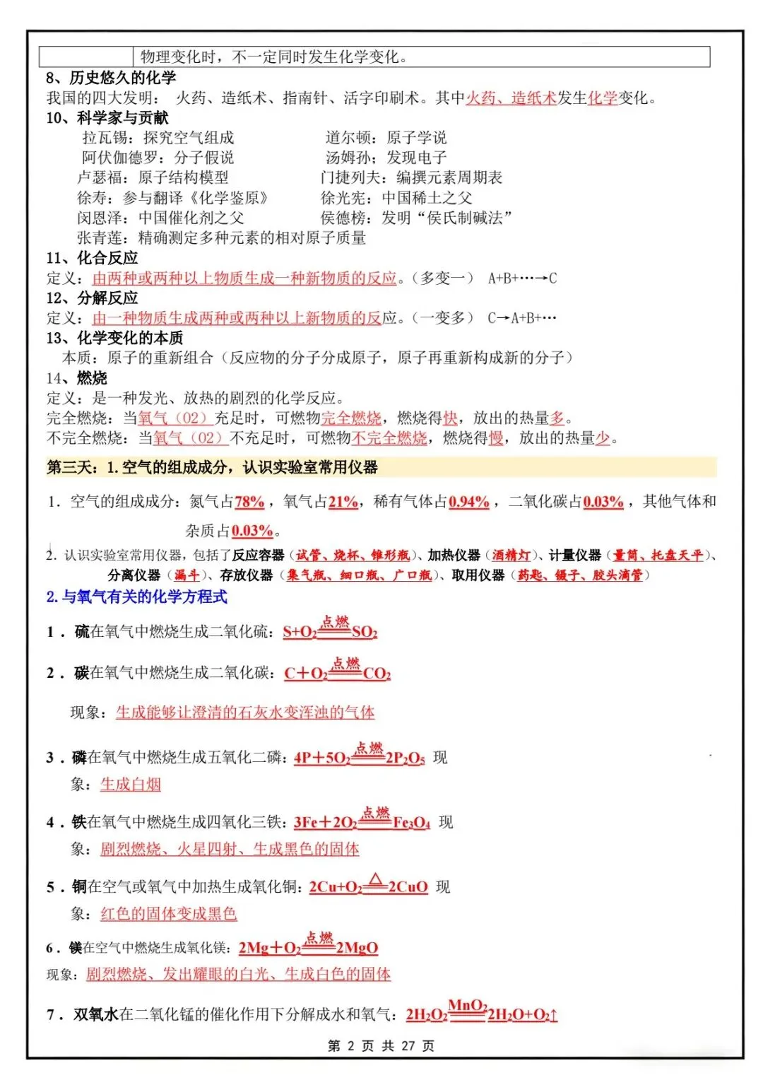 新版教材.初三化学|2026秋新人教版九年级上册【化学】知识点汇总20天背诵默写计划表,电子版可下载!-第2张图片-四季读书网 新版教材.初三化学|2026秋新人教版九年级上册【化学】知识点汇总20天背诵默写计划表,电子版可下载!-第2张图片-四季读书网