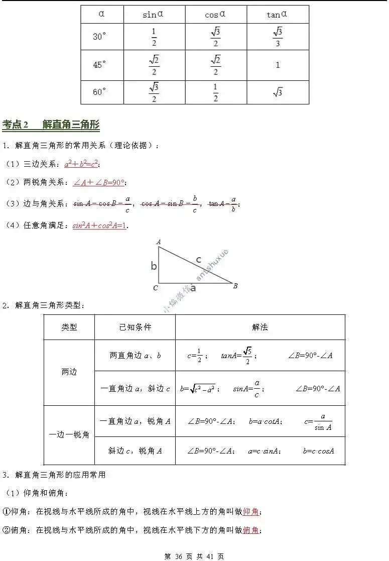 中考数学必背核心知识(涵盖26个专题,84个考点)含word-第36张图片-四季读书网
