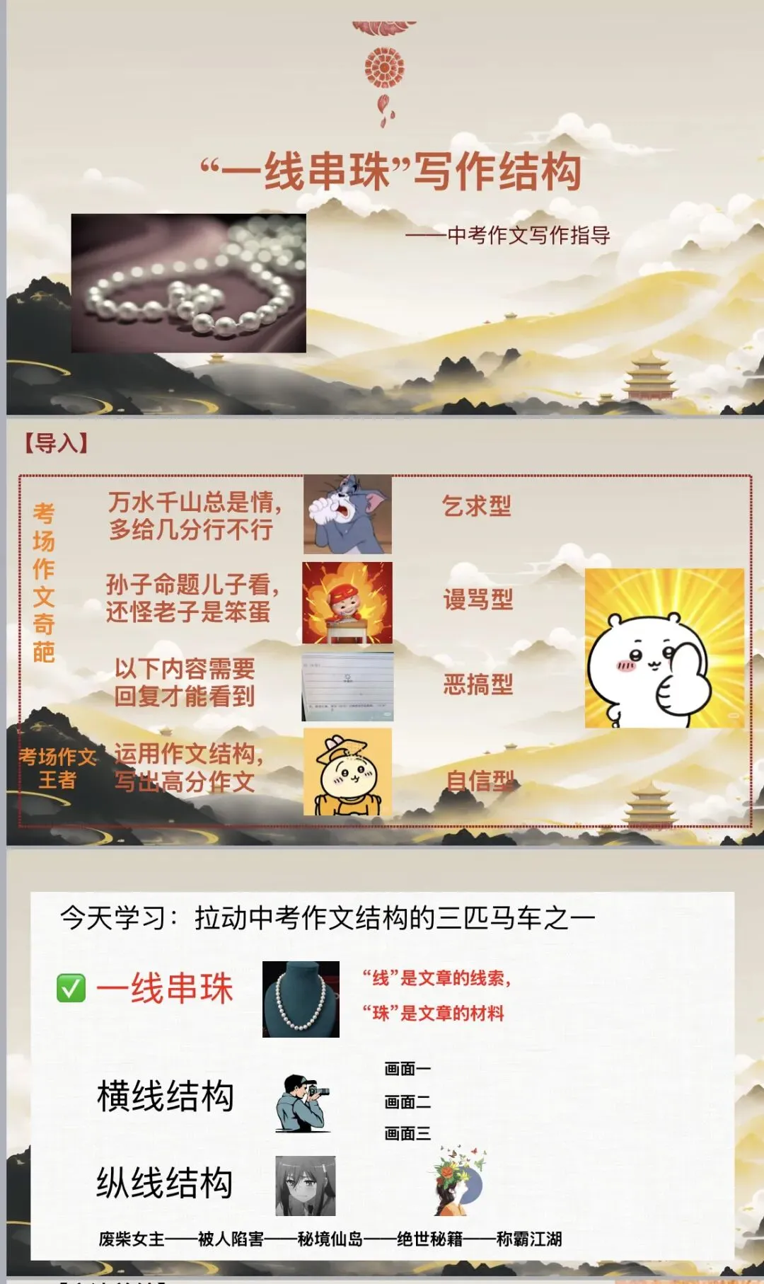 中考语文作文——“一线串珠”写作结构-第2张图片-四季读书网 中考语文作文——“一线串珠”写作结构-第2张图片-四季读书网