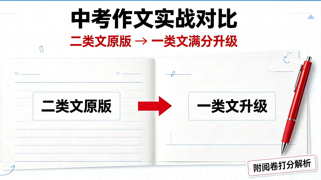 中考作文实战对比:二类文原版 → 一类文满分升级(附阅卷打分解析)-第1张图片-四季读书网