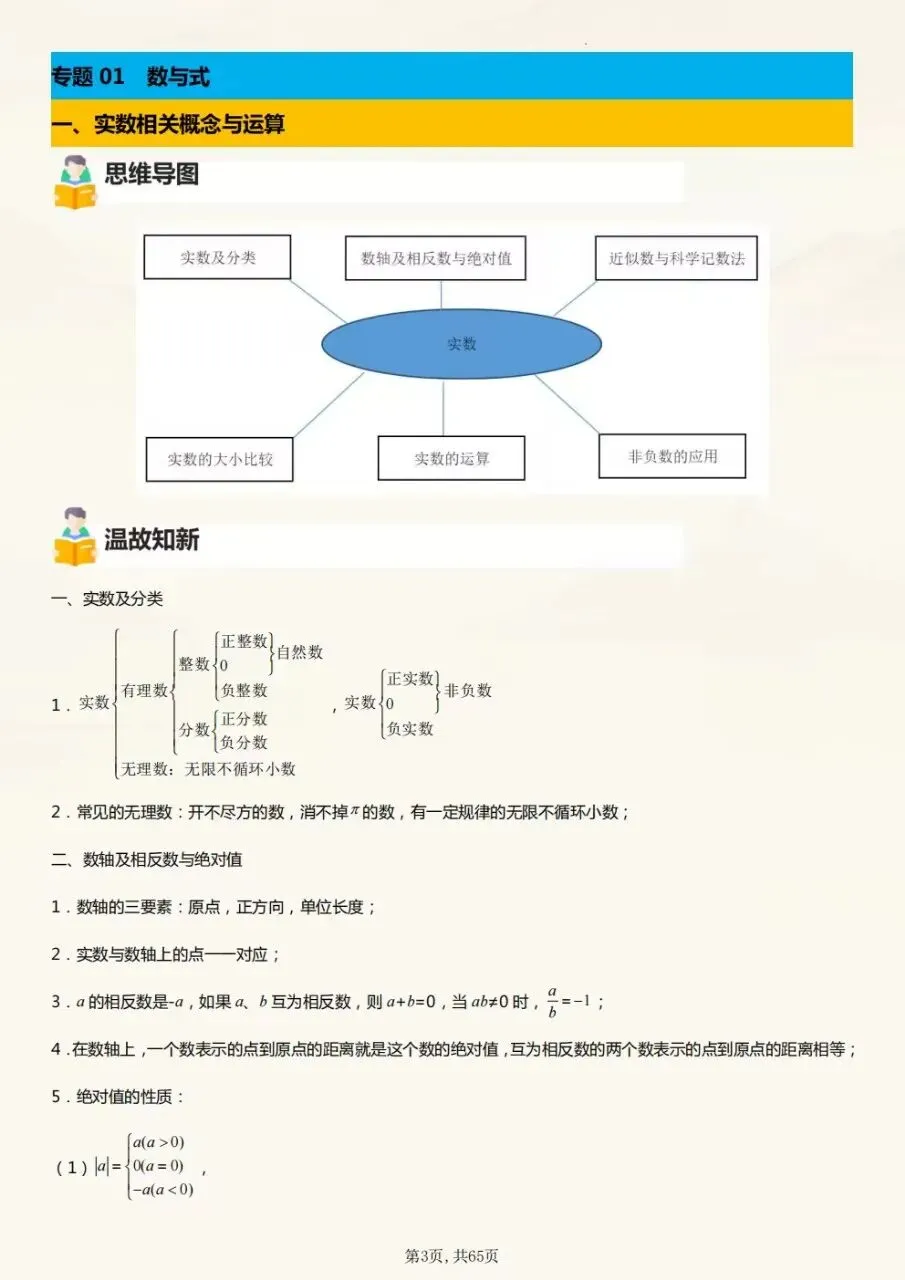 2027年中考数学初三三年数学全册必考知识点总结梳理,电子版可下载打印-第4张图片-四季读书网