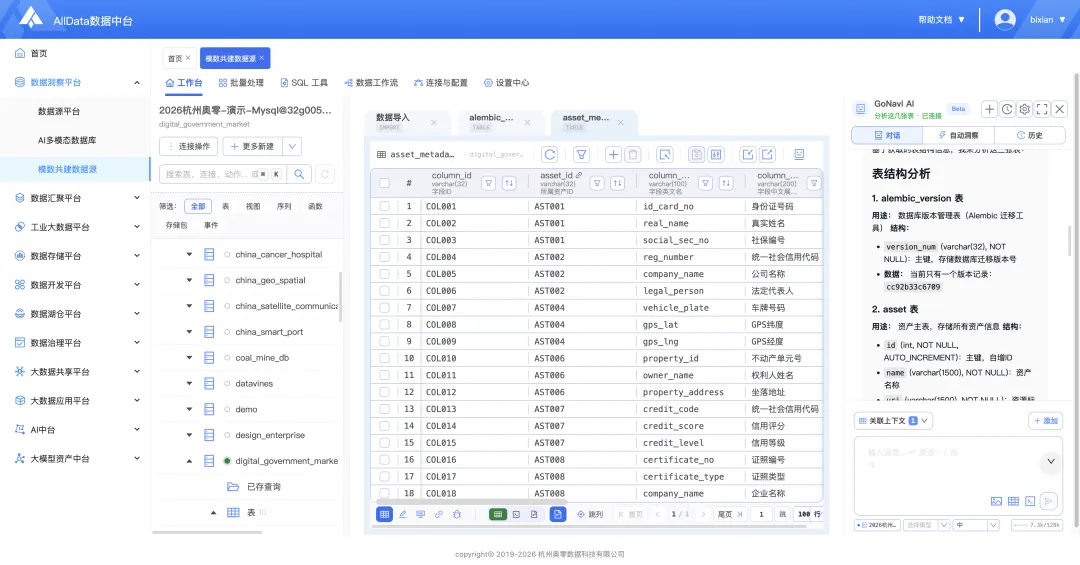 客户真题讲解|趁手好用,AllData搭建数据洞察平台,集成开源项目Chat2DB/DB-GPT/Gonavi,建设数据源平台/AI多模态数据库/模数共建数据源-第25张图片-四季读书网 客户真题讲解|趁手好用,AllData搭建数据洞察平台,集成开源项目Chat2DB/DB-GPT/Gonavi,建设数据源平台/AI多模态数据库/模数共建数据源-第25张图片-四季读书网