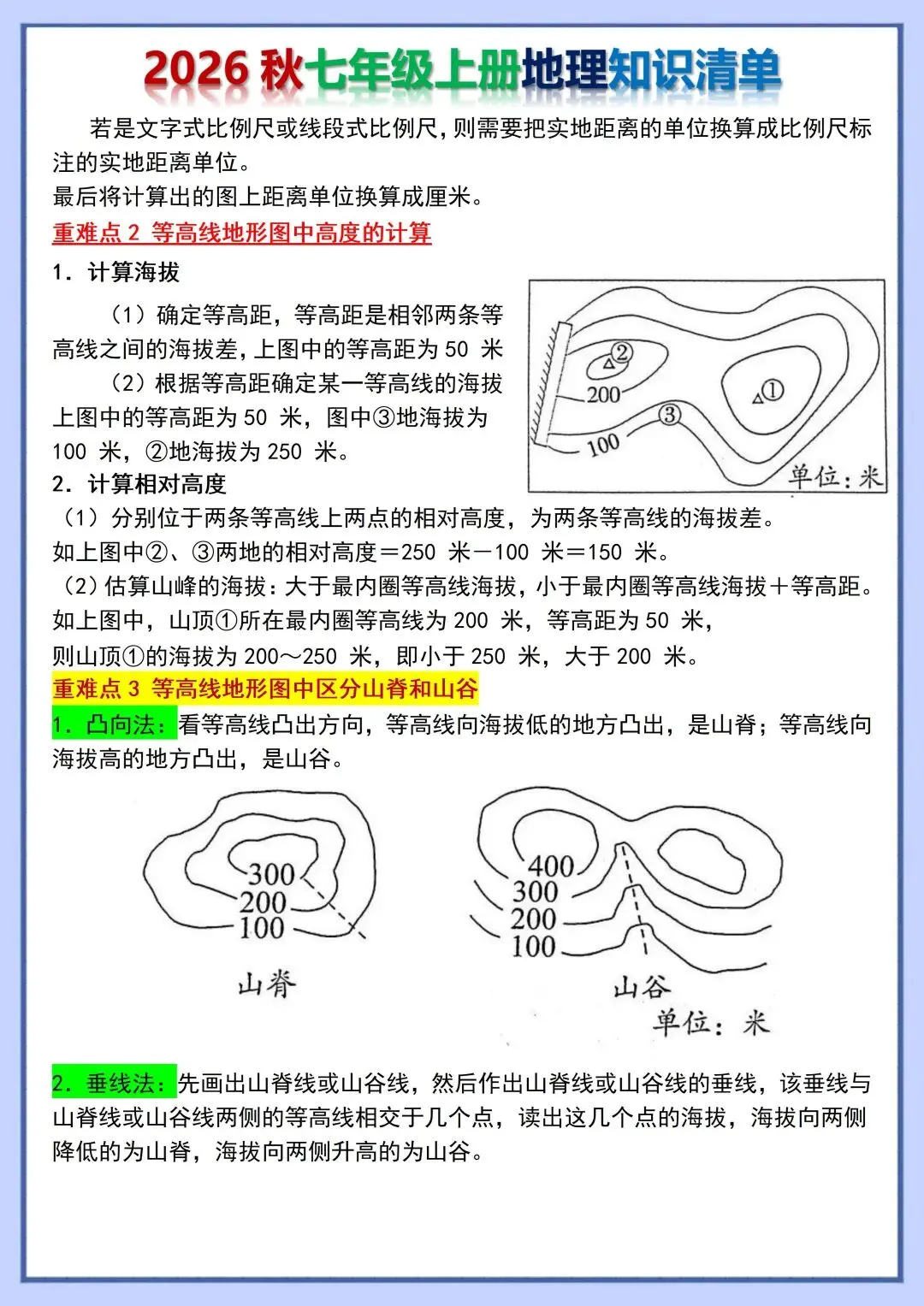 初一新教材 2026 七上地理各单元重点知识点背诵+默写总结,可打印版!-第6张图片-四季读书网 初一新教材 2026 七上地理各单元重点知识点背诵+默写总结,可打印版!-第6张图片-四季读书网