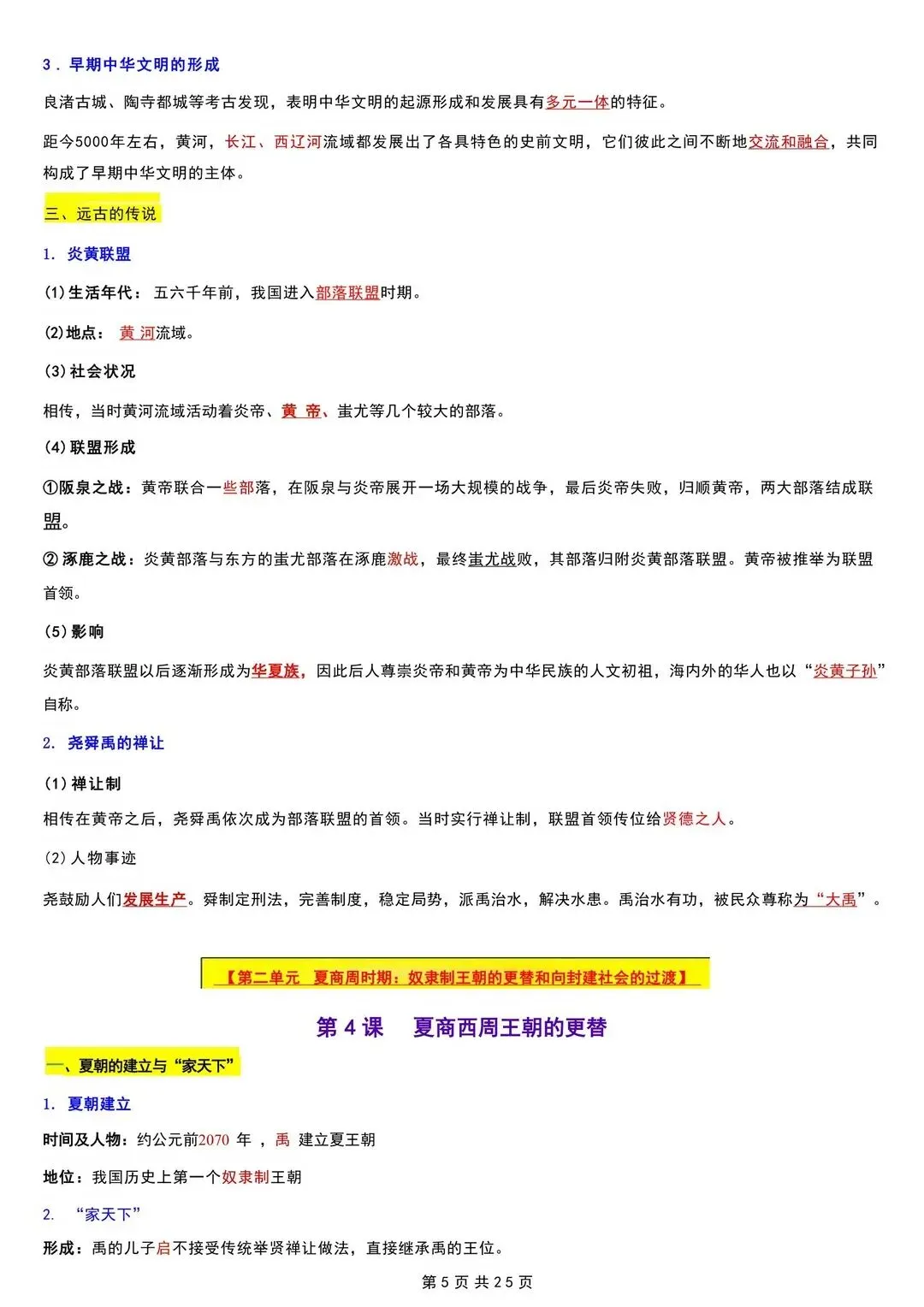 初一 2026 人教版七年级上册历史考点巩固必背清单梳理汇总,电子版可打印!-第6张图片-四季读书网