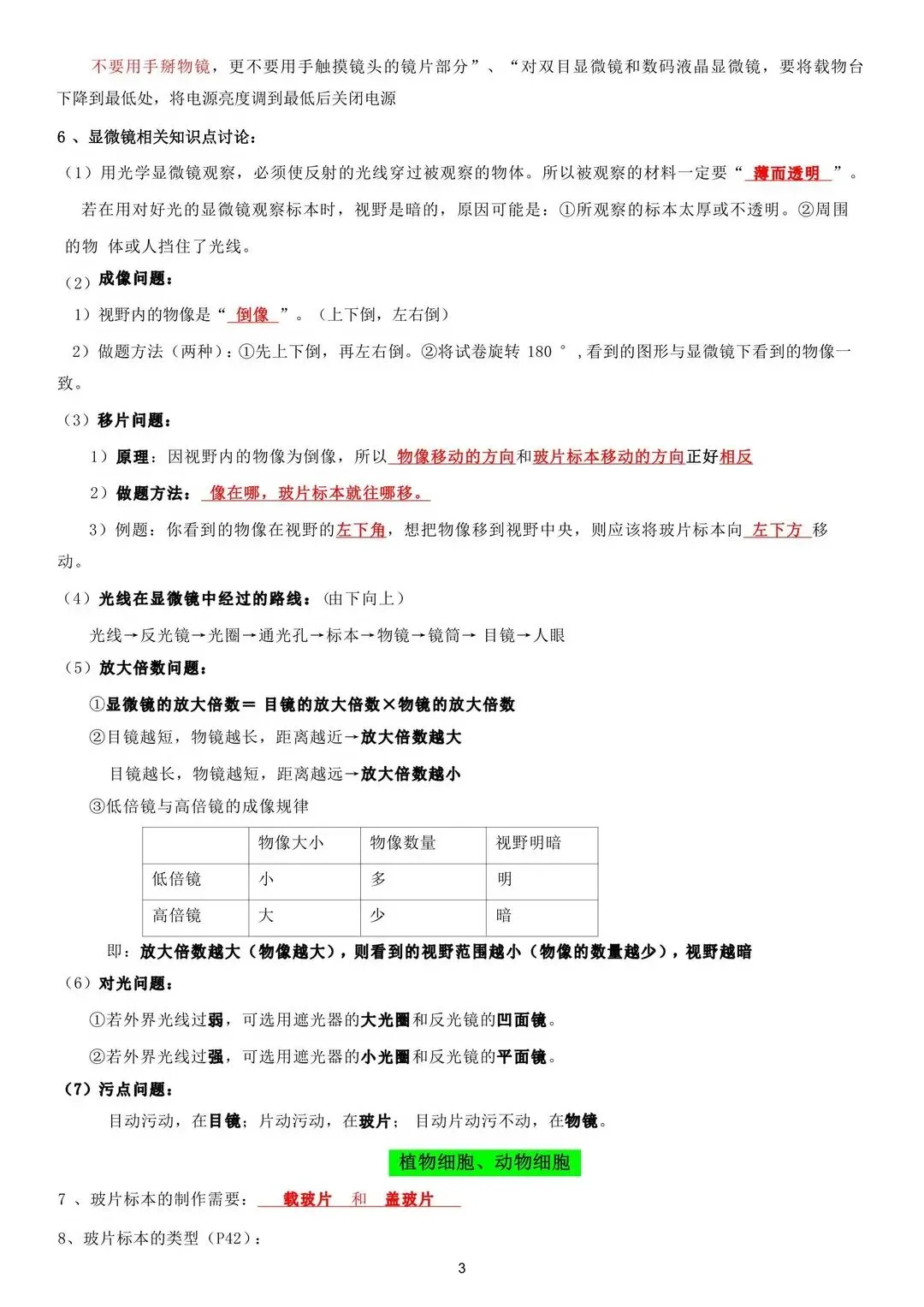 初一 2026 人教版七年级上册生物考点巩固必背清单梳理汇总,电子版可打印!-第4张图片-四季读书网 初一 2026 人教版七年级上册生物考点巩固必背清单梳理汇总,电子版可打印!-第4张图片-四季读书网
