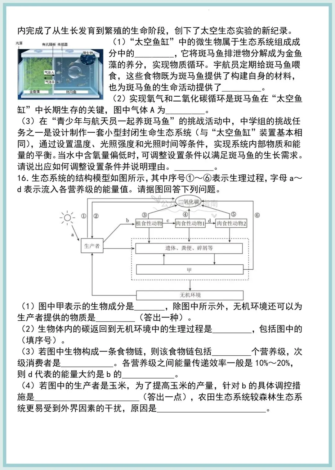 初二生物|2026年人教版八上生物必备试图填空专题训练+答案-第7张图片-四季读书网