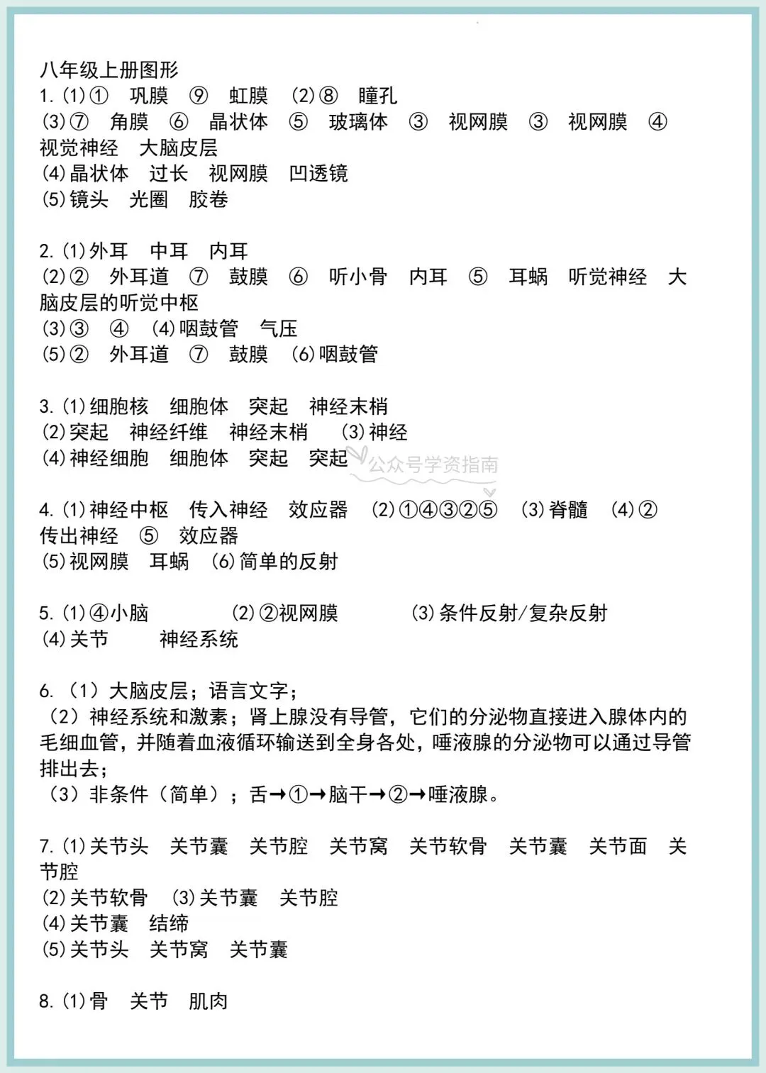 初二生物|2026年人教版八上生物必备试图填空专题训练+答案-第8张图片-四季读书网
