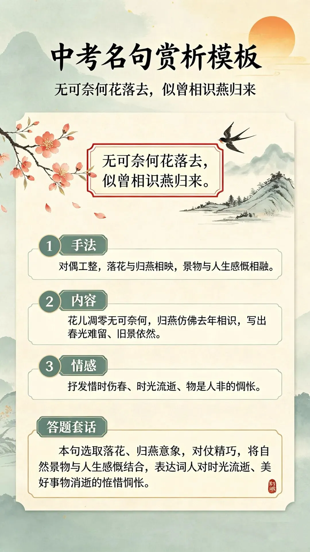 三百一十六日·语文伴中考|Day45(2026-09-26)|倒计时271天《浣溪沙·一曲新词酒一杯》晏殊|惜时伤春(防城港专用·2027版)-第3张图片-四季读书网 三百一十六日·语文伴中考|Day45(2026-09-26)|倒计时271天《浣溪沙·一曲新词酒一杯》晏殊|惜时伤春(防城港专用·2027版)-第3张图片-四季读书网