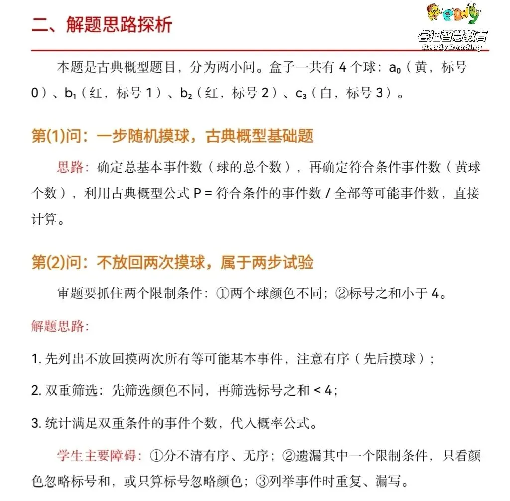 【福建中考数学解题研究】古典概型不放回摸球,双重条件概率怎么解?-第7张图片-四季读书网