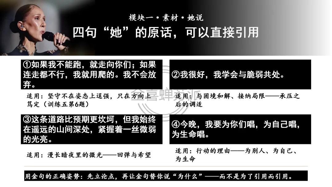 (0926苏派语文)高考作文写作全流程训练——席琳·迪翁,她做到了!(学生版+教师版+课件版+补充资料)-第8张图片-四季读书网