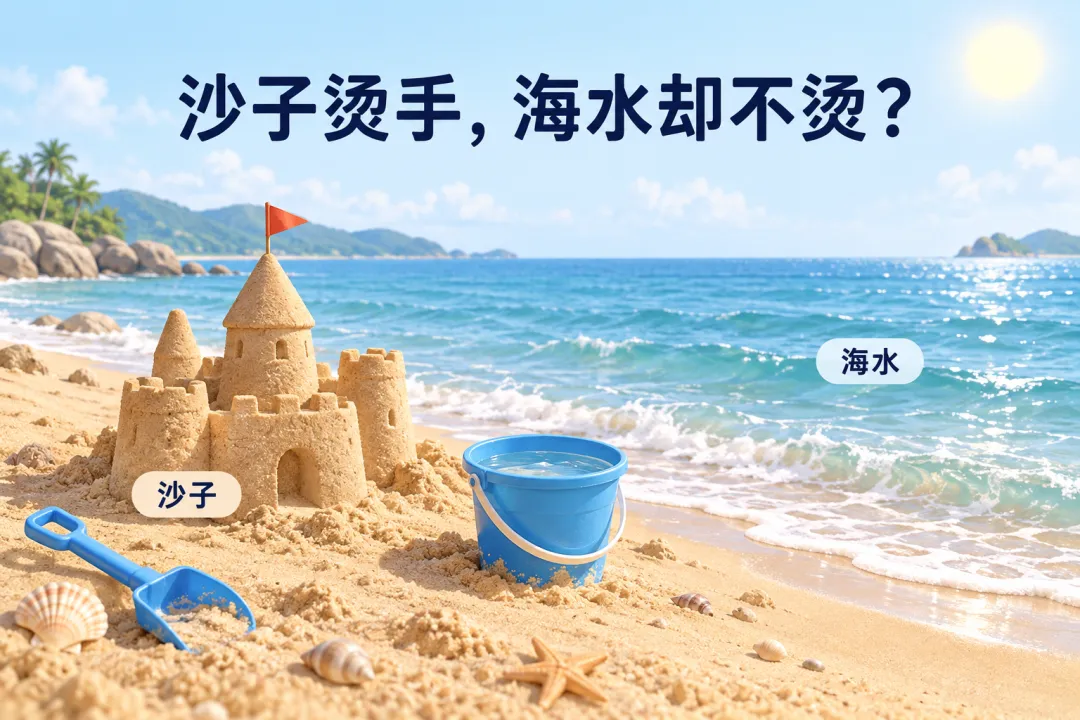 初三物理|沙子和水一起晒,为什么沙子先烫手-第1张图片-四季读书网 初三物理|沙子和水一起晒,为什么沙子先烫手-第1张图片-四季读书网