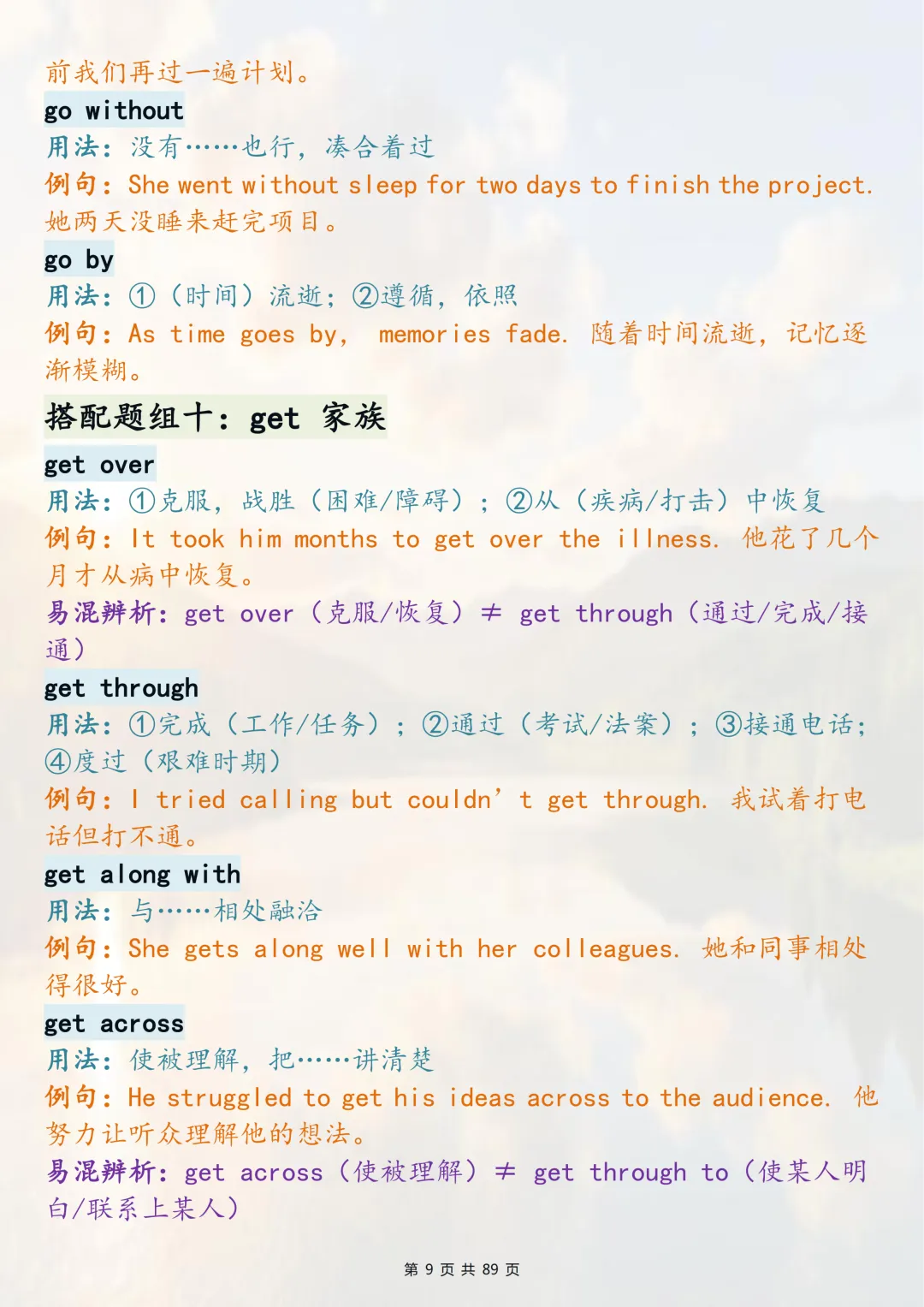 高考英语完形填空必背固定搭配大全-第9张图片-四季读书网