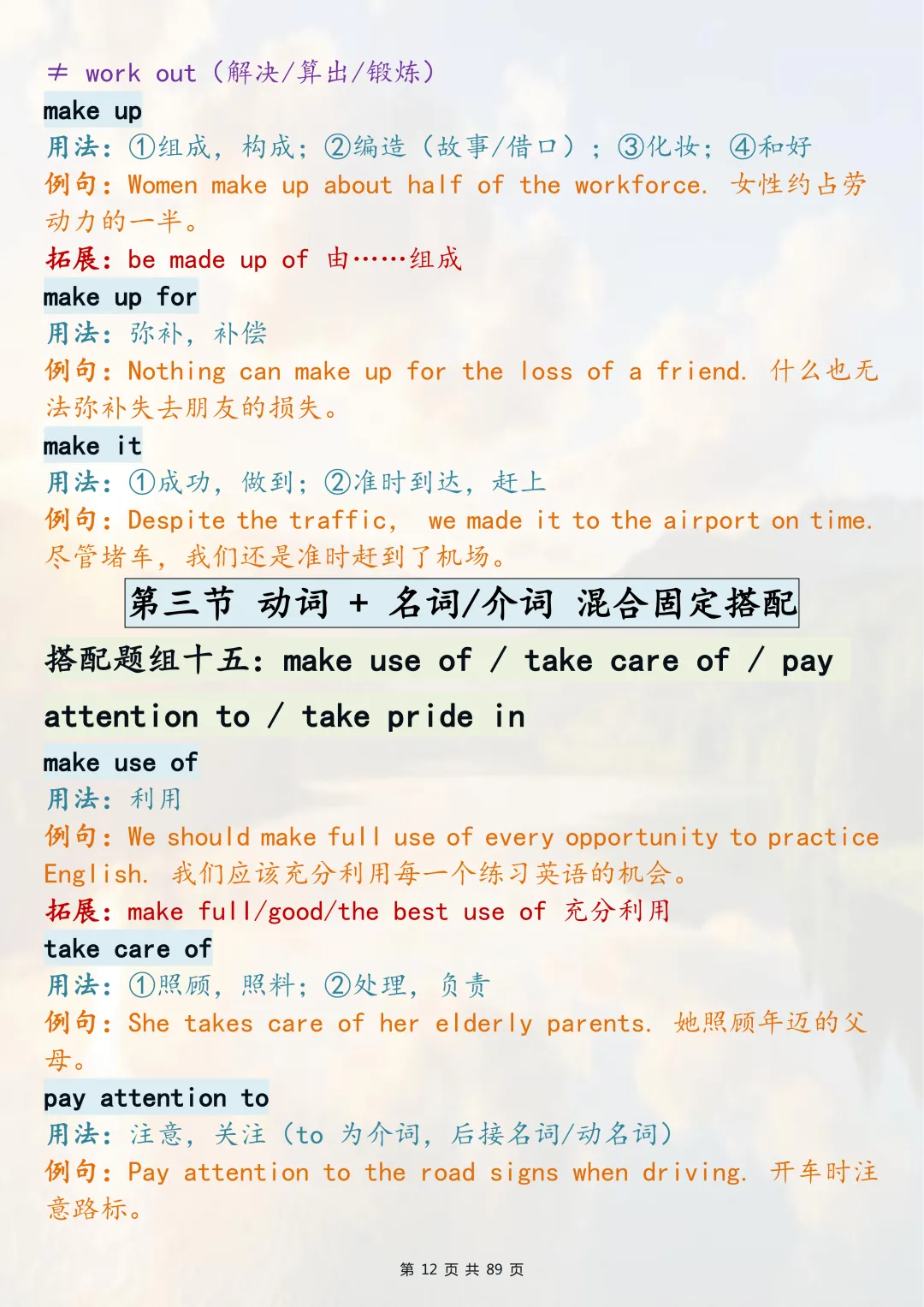 高考英语完形填空必背固定搭配大全-第12张图片-四季读书网