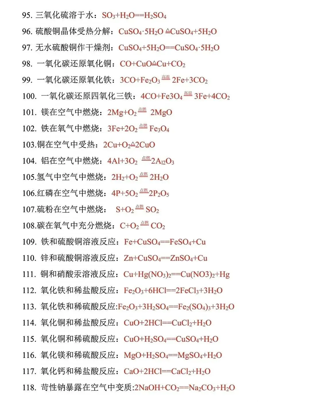 中考必考118个化学方程式-第8张图片-四季读书网