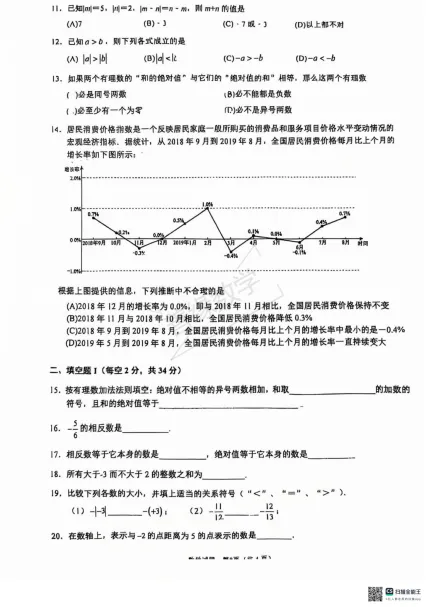【初一周测】北师大附中周测题初一上数学-第2张图片-四季读书网 【初一周测】北师大附中周测题初一上数学-第2张图片-四季读书网