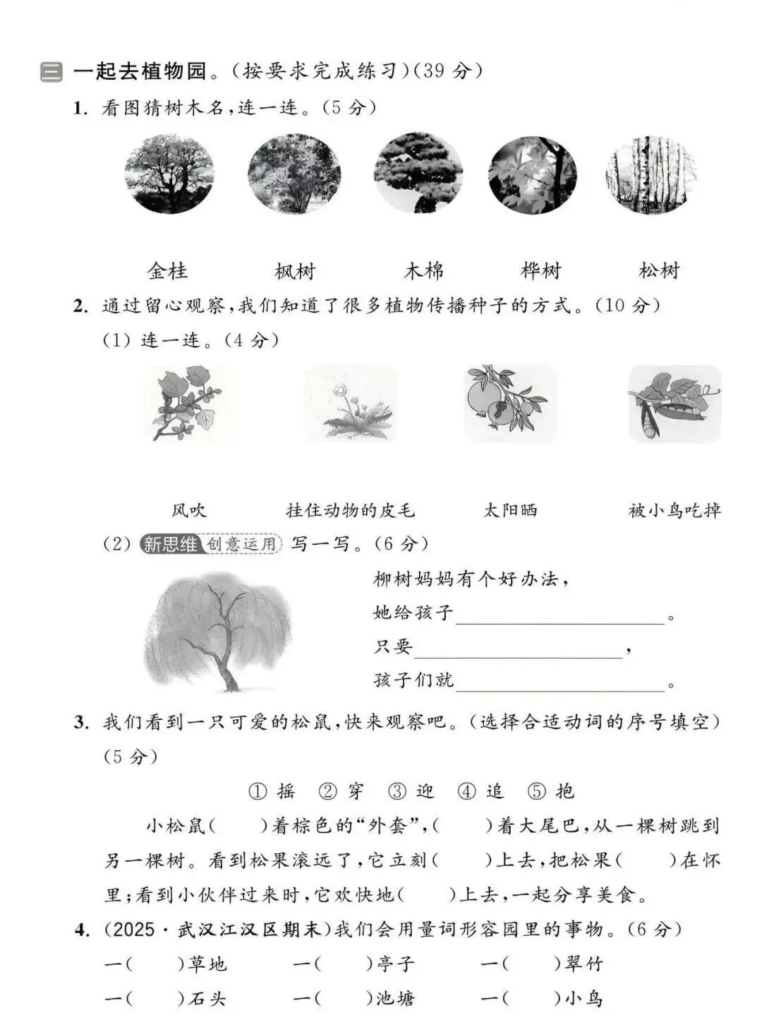 26秋二年级上册语文《第一次月考试卷》4套,有答案,电子版可打印-第6张图片-四季读书网