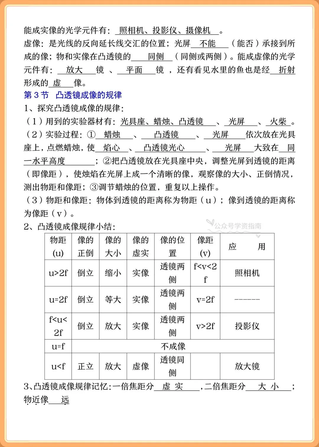 初二物理|2026年人教版八年级上册物理知识点梳理【背诵版+默写练习版】-第9张图片-四季读书网