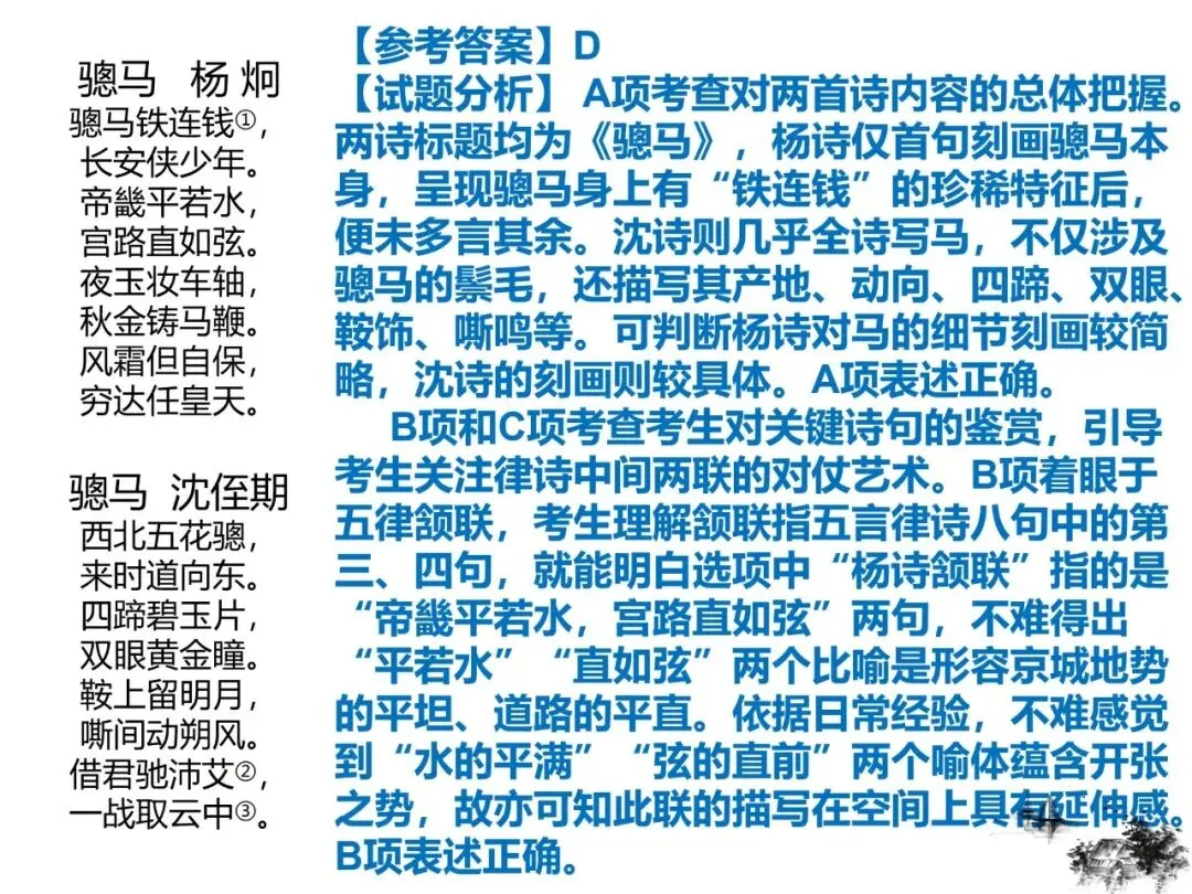 2027版古代诗歌鉴赏十二年真题(官答+解析+译注,360张灯片)-第11张图片-四季读书网 2027版古代诗歌鉴赏十二年真题(官答+解析+译注,360张灯片)-第11张图片-四季读书网