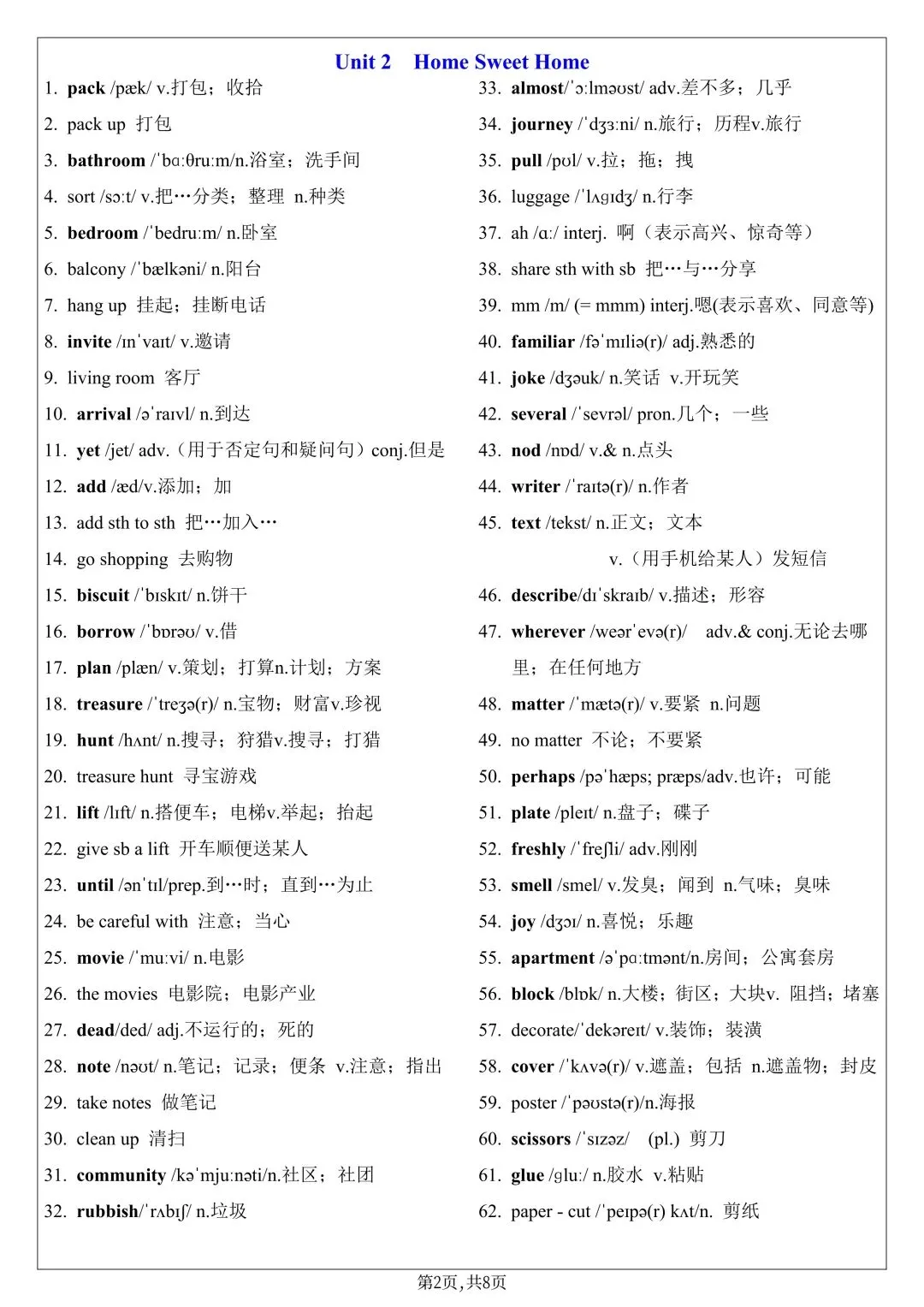 2026年新人教版初二八年级上册英语单词表默写单(背诵版带音标+英汉互译默写表)可打印-第4张图片-四季读书网 2026年新人教版初二八年级上册英语单词表默写单(背诵版带音标+英汉互译默写表)可打印-第4张图片-四季读书网
