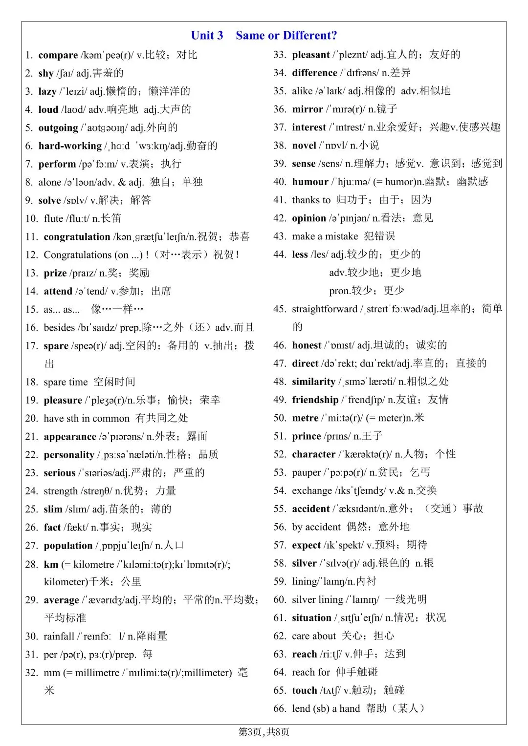 2026年新人教版初二八年级上册英语单词表默写单(背诵版带音标+英汉互译默写表)可打印-第5张图片-四季读书网 2026年新人教版初二八年级上册英语单词表默写单(背诵版带音标+英汉互译默写表)可打印-第5张图片-四季读书网