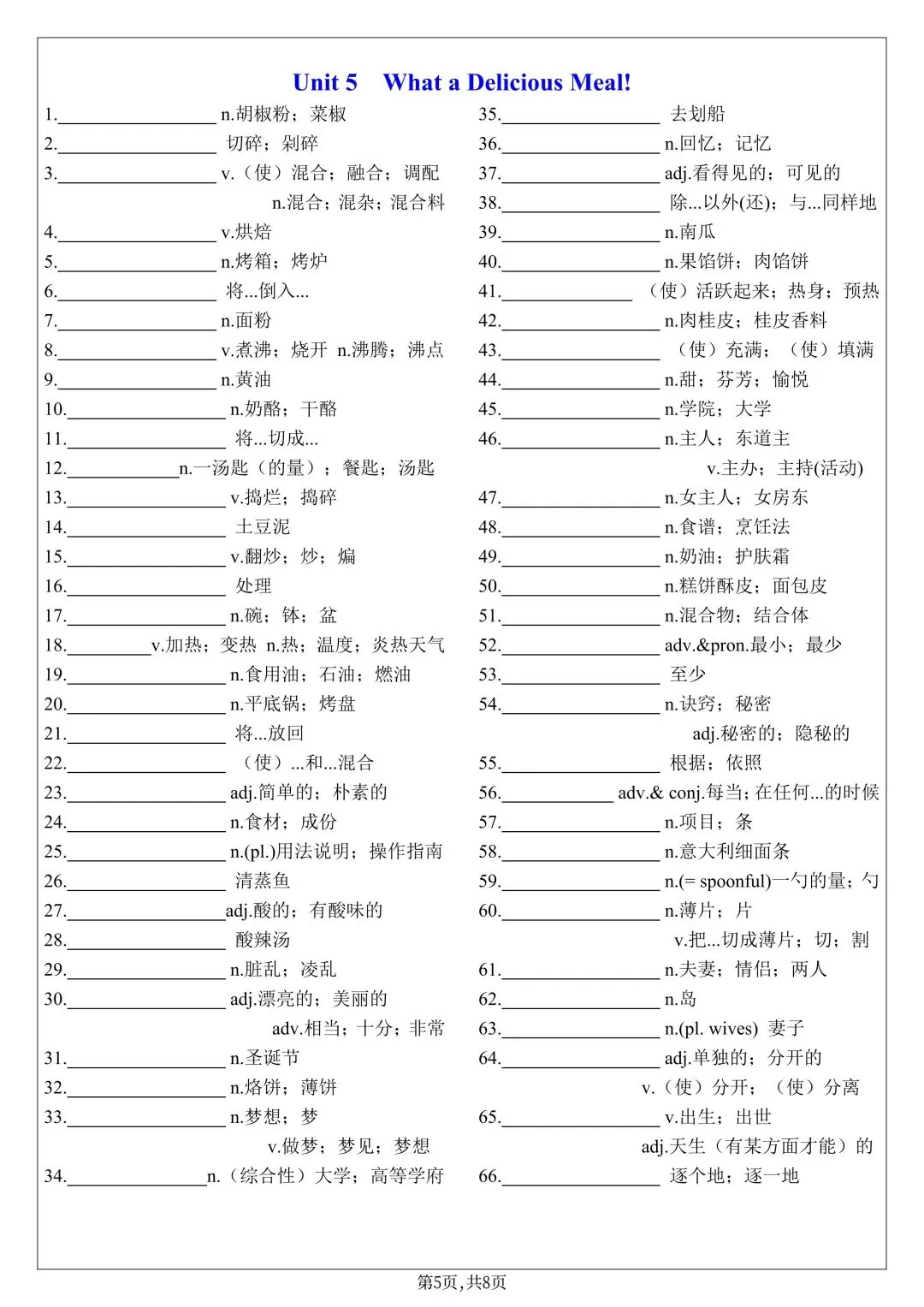 2026年新人教版初二八年级上册英语单词表默写单(背诵版带音标+英汉互译默写表)可打印-第15张图片-四季读书网 2026年新人教版初二八年级上册英语单词表默写单(背诵版带音标+英汉互译默写表)可打印-第15张图片-四季读书网