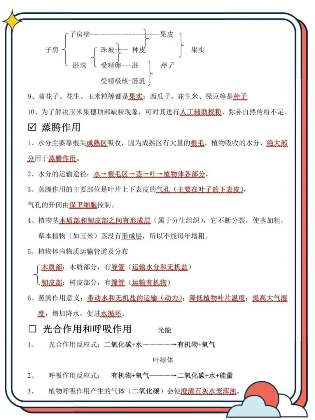 【初三】2026新教材九上生物第一次月考必背核心知识点总结(高清版可打印)-第10张图片-四季读书网