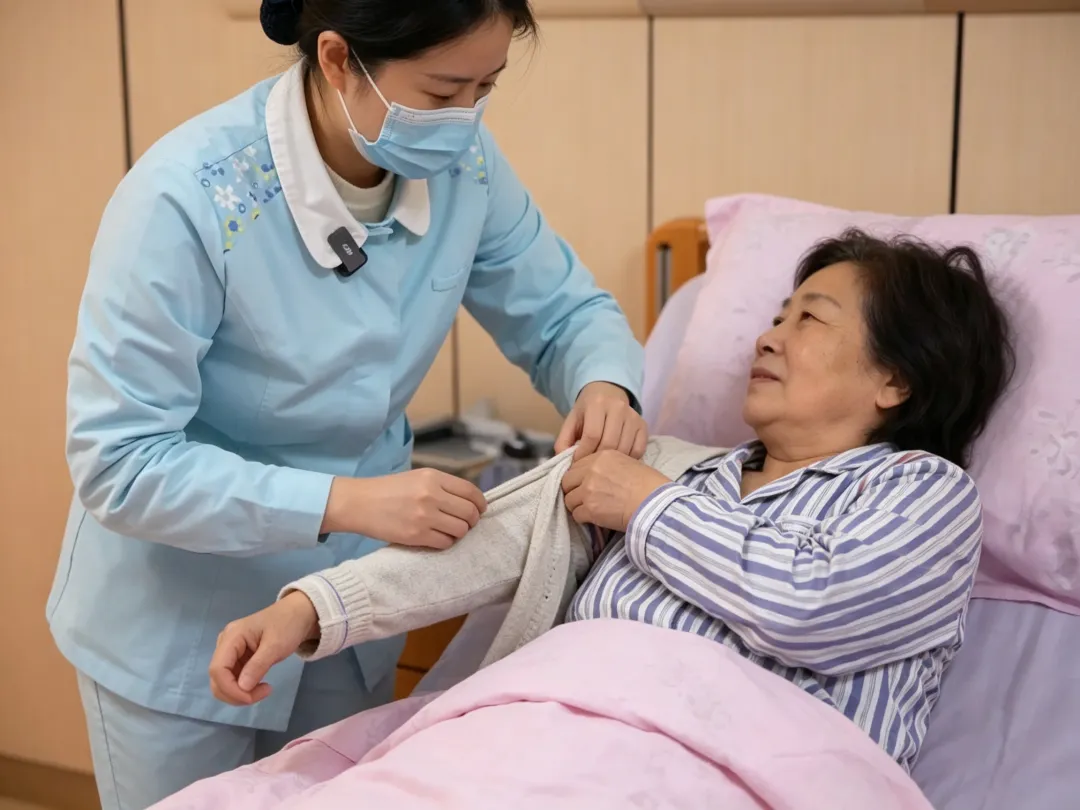长期照护师初级 真题实操(第10期):为长期照护对象更换开衫上衣-第4张图片-四季读书网