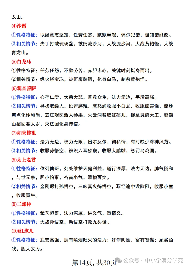 初一语文上册:《朝花夕拾》《西游记》考点总结,“问答式”复习-第14张图片-四季读书网
