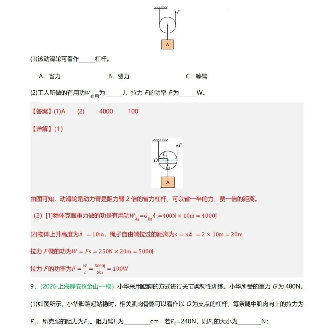 【上海中考物理一模】高频考点与专题训练(力学)-第9张图片-四季读书网