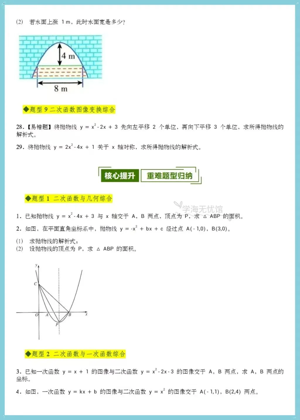 初三数学|2026年人教版九上数学二次函数全章重点题型突破+详细解析!-第6张图片-四季读书网