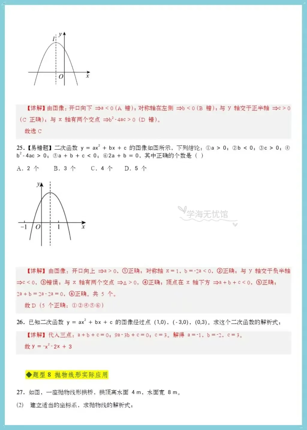 初三数学|2026年人教版九上数学二次函数全章重点题型突破+详细解析!-第12张图片-四季读书网