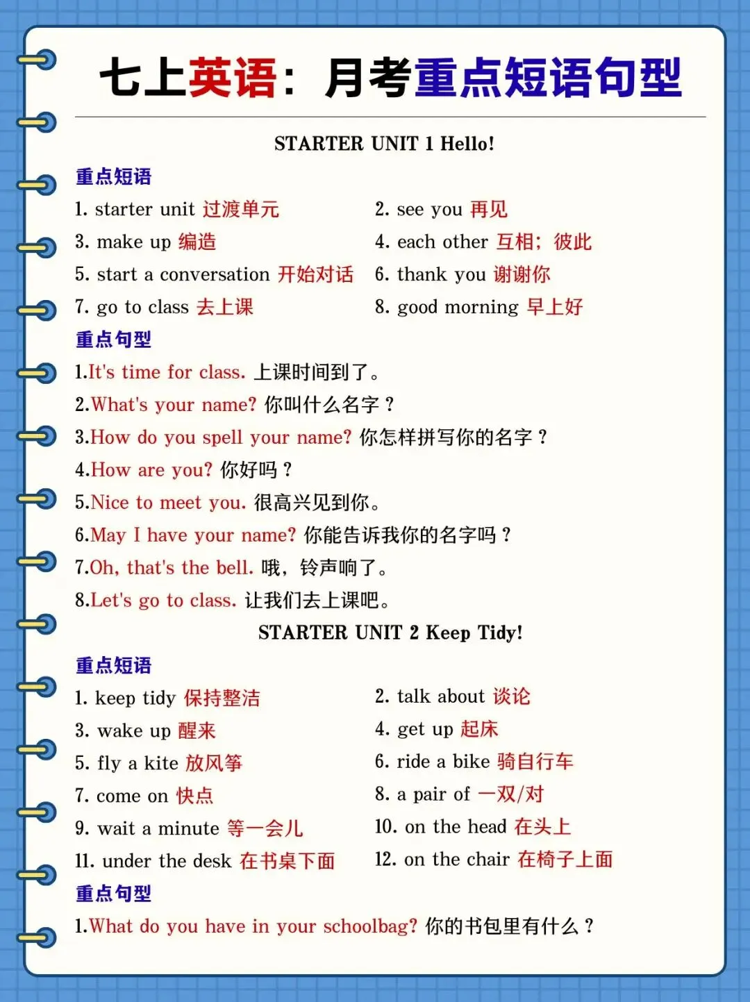 初一新版 2026 七上全科各科复习必背考点汇总,可打印版!-第11张图片-四季读书网