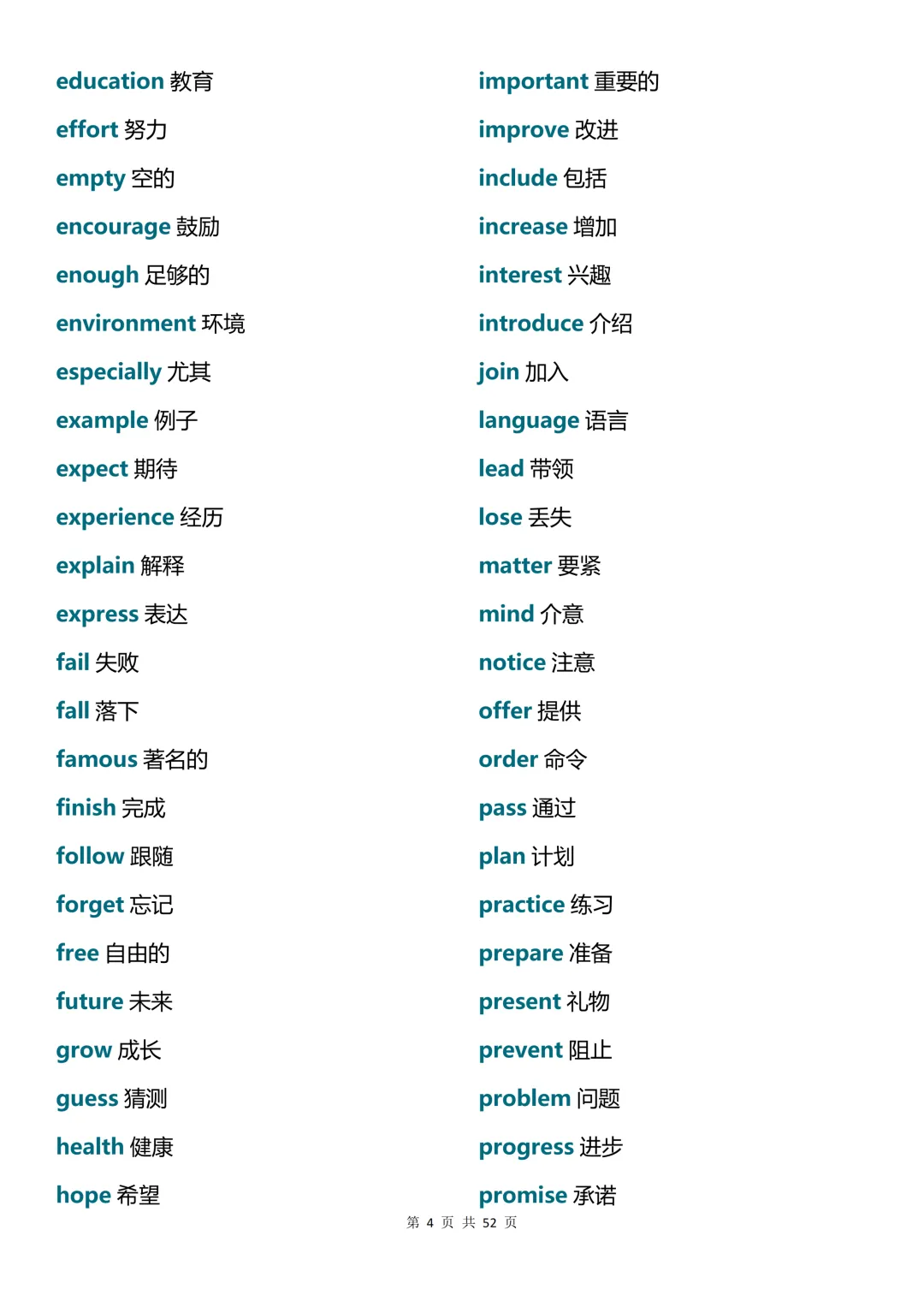 中考英语必背688高频词-第4张图片-四季读书网